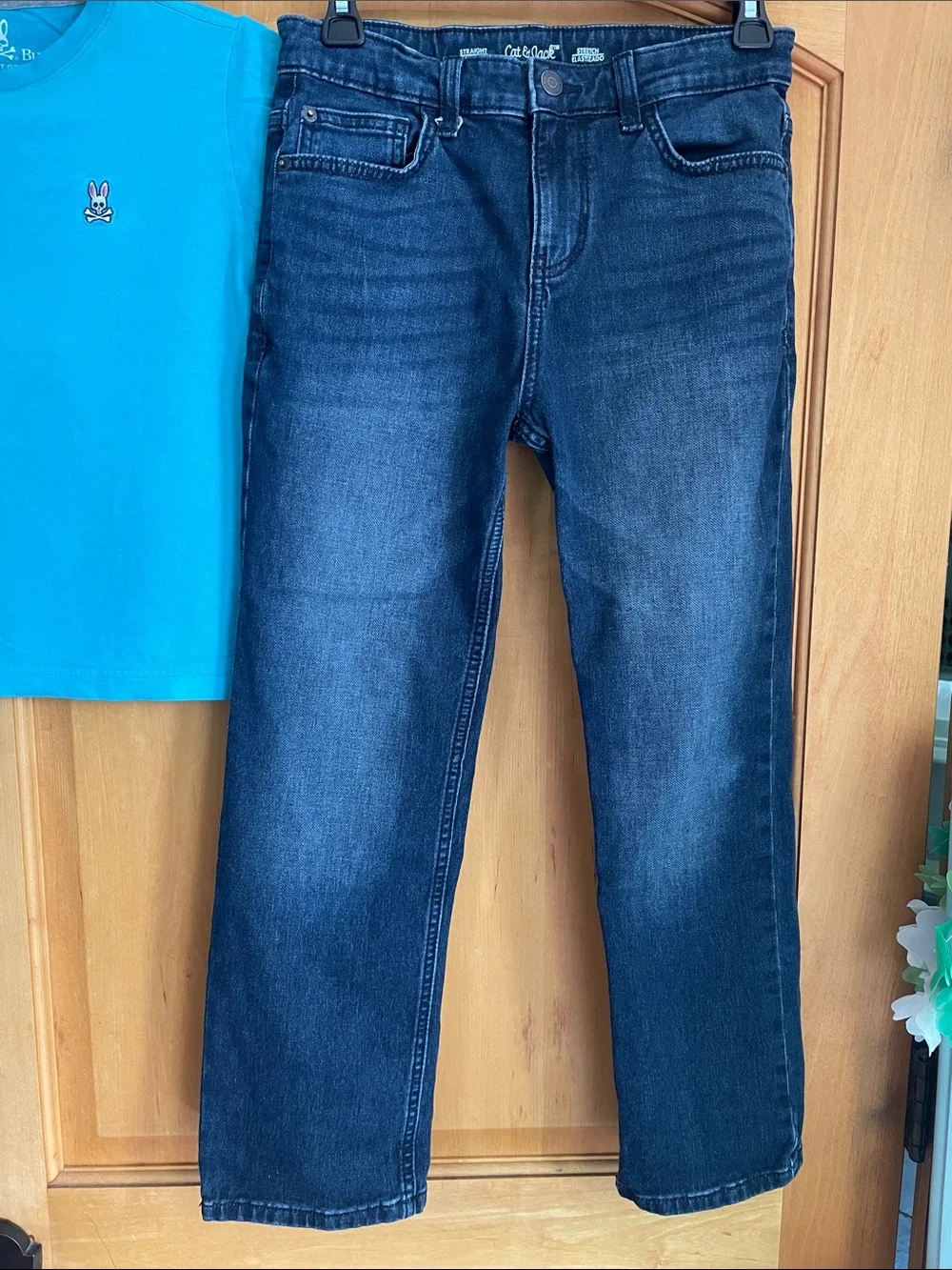 Psycho Bunny Teal Short Sleeve Tee M (10/12) with Cat Jack Jeans 12